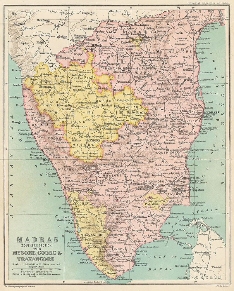 मद्रास 1909 (Dravida Nadu Country Map)