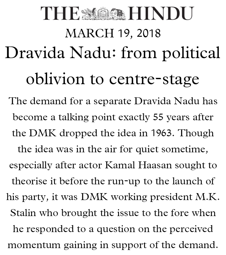 Dravida Nadu: from political oblivion to centre-stage