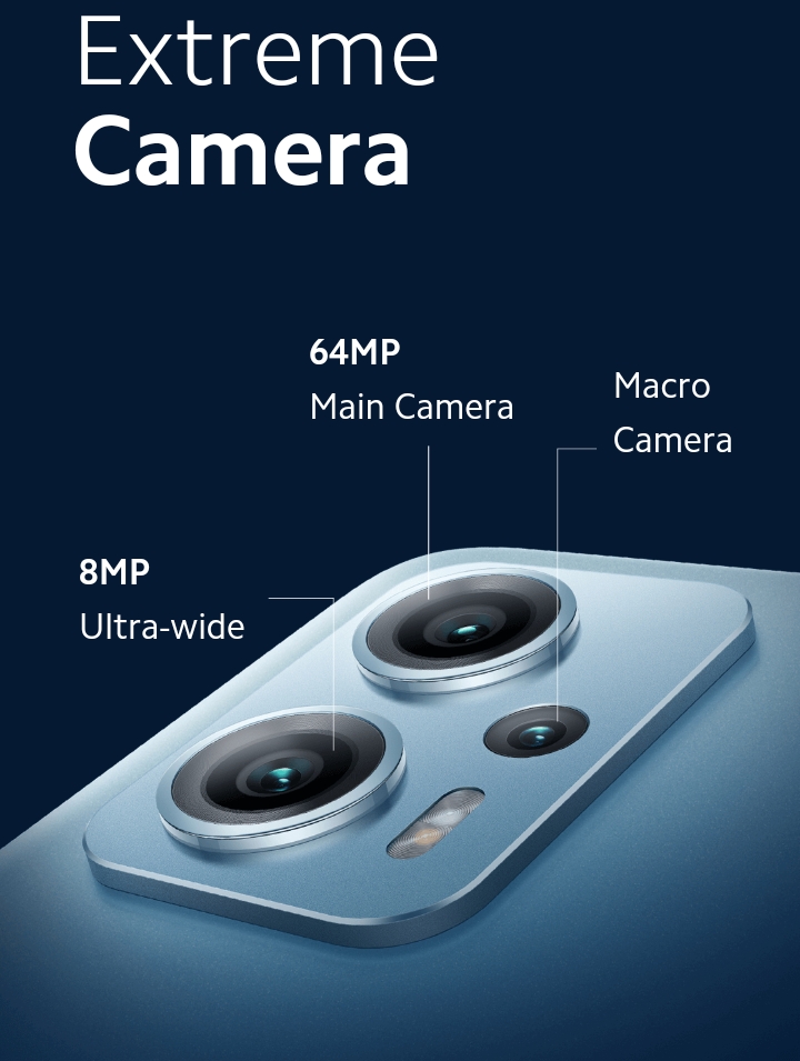 Redmi K50i 5G Camera: 64MP MAIN CAMERA, 8MP ULTRA WIDE, 2 MACRO LENS